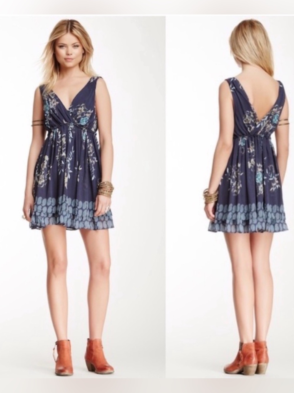 Free People Spring Fever Mini Dress Midnight Combo XS NWT